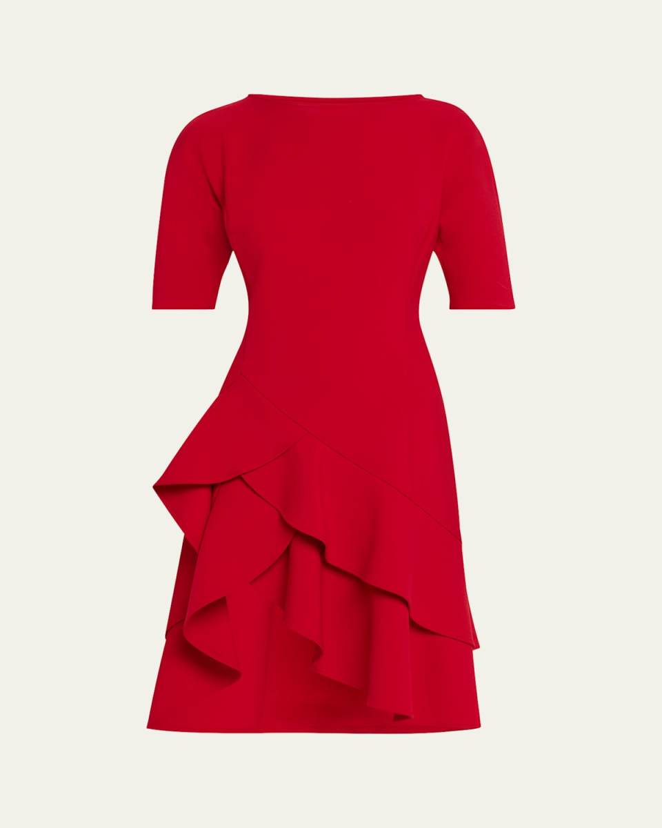 Ruffle Stretch Crepe Dress